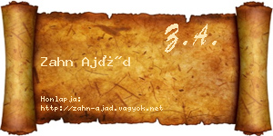 Zahn Ajád névjegykártya